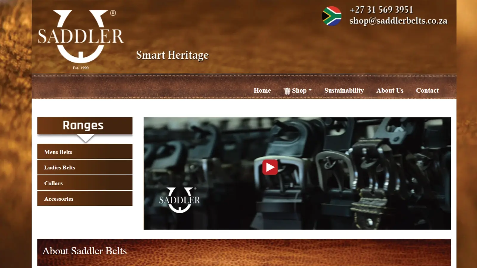 Saddler Belts e-commerce store